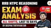 RRB NTPC Reasoning Exam Analysis | Last 15 Days Reasoning Questions Analysis by Deepak Tirthyani
