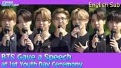 (Eng Sub) BTS gave a SPEECH at 1st Youth Day Ceremony🎆 제1회 청년의 날 기념식, 방탄소년단 연설 영문자막 버전.